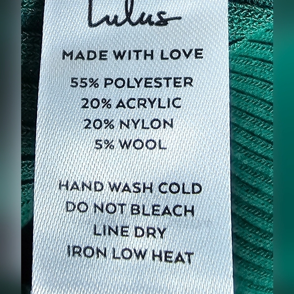 Lulus Emerald Green Ribbed Braided Long Sleeve Sweater Top XS - Picture 6 of 9